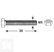 Tornillo Cabeza Hexagonal M5x20mm. Din 933 (10 piezas)