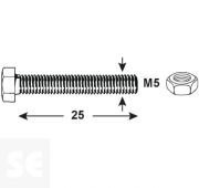 Tornillo Cabeza Hexagonal M5x25mm. Din 933 (30 piezas)