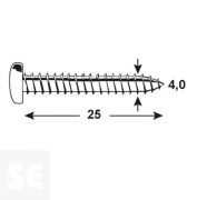Tornillo Cabeza Redondo Pz 4,0x25mm (100u.)