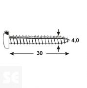 Tornillo Cabeza Redonda Pz 4,0x30mm (70u.)
