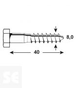 Tornillo Madera 8,0x40mm A2 Din 571 (4 uds)