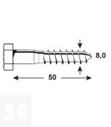 Tornillo Madera 8,0x50mm A2 Din 571 (4 uds)