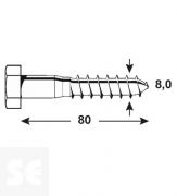 Tornillo Madera 8,0x80mm Din 571 (6 uds)