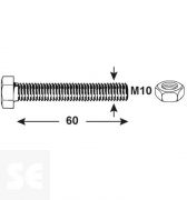 Tornillo Cabeza Hexagonal M10x60mm. A2 Din 933 (8 piezas)
