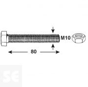 Tornillo Cabeza Hexagonal M10x80mm. A2 Din 933 (6 piezas)