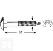 Tornillo Cabeza Hexagonal M8x80 A2 Din 603 (6 piezas)