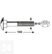 Tornillo Carrocero M10x100mm. Din 603 (4 piezas)