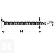 Tornillo Roscado Cabeza Avellanada M3x14mm. (20u.)