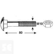 Tornillo Carrocero M10x80mm. Din 603 (6 piezas)