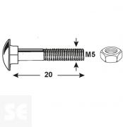 Tornillo Carrocero M5x20mm. Din 603 (10 piezas)