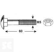 Tornillo Carrocero M5x60mm. Din 603 (8 piezas)