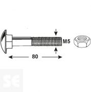 Tornillo Carrocero M5x80mm. Din 603 (25 piezas)