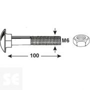 Tornillo Carrocero M6x100mm. Din 603 (10 piezas)