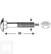 Tornillo Carrocero M6x30mm. Din 603 (30 piezas)