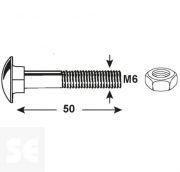 Tornillo Carrocero M6x50mm. Din 603 (7 piezas)
