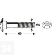 Tornillo Carrocero M6x60mm. Din 603 (20 piezas)