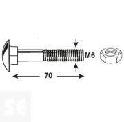 Tornillo Carrocero M6x70mm. Din 603 (20 piezas)