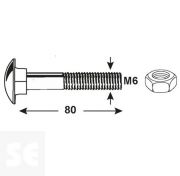 Tornillo Carrocero M6x80mm. Din 603 (15 piezas)