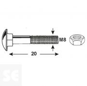 Tornillo Carrocero M8x20mm. Din 603 (20 piezas)