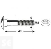 Tornillo Carrocero M8x40mm. Din 603 (15 piezas)