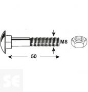 Tornillo Carrocero M8x50mm. Din 603 (12u.)