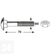 Tornillo Carrocero M8x70mm. Din 603 (10 piezas)