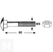Tornillo Carrocero M8x80mm. Din 603 (10 piezas)