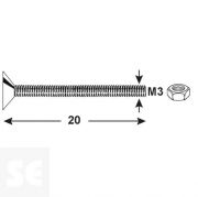 Tornillo Cabeza Cónica M3x20mm. A2 Ph Din 7046 (16 piezas)