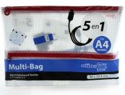 Bolsa Multiuso con cremallera 5 en1 A4 Rojo (36 X 22,5 Cm)
