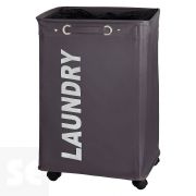 Cesto para la Ropa Ancho con Ruedas Gris Oscuro - Quadro Wenko