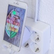 Adaptador 2 Puertos Usb 3,15A Con Soporte Extraíble Para Smartphones