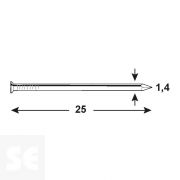 Clavos Cabeza Plana Galvanizada 1,4 X 25 mm (90 gramos)