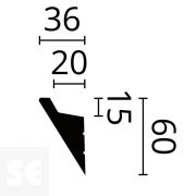 Cornisa / Moldura Techo Poliestireno Luz Indirecta Blanco 60x36x2000 mm