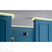 Cornisa / Moldura Techo Poliestireno Luz Indirecta Blanco 60x36x2000 mm