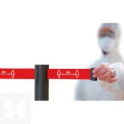 Poste ECO Negro con Cinta Roja Extensible (2m)