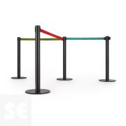 Poste ECO Negro con Cinta Roja Extensible (2m)