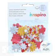 Flores Goma Eva Adh Purpurina 32 y 24mm. 60u. 98614