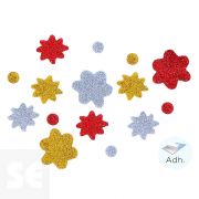 Flores Goma Eva Adh Purpurina 32 y 24mm. 60u. 98614