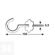 Gancho con Roseta Rústico 5,5x100 mm (2 uds.)