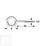 Hembrilla Cerrada Madera Latón 3,0x20x8 mm (10 uds.)