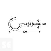 Hembrilla Abierta Madera Cincada M8x100 mm (4 uds.)