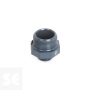 Machón de reducción de PVC gris doble rosca