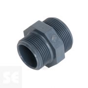 Machón de reducción de PVC gris doble rosca