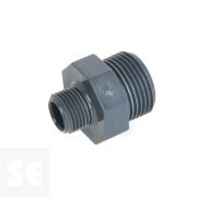 Machón de reducción de PVC gris doble rosca