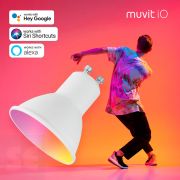 Muvit iO bombilla inteligente GU10/5.5W/400lm RGB+Blancos D50*H56 + portalámparas