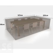 Funda Mesa Rectangular + 8 sillas 325x205x90 cm Marrón Covertop