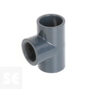 T de PVC gris encolar y roscar