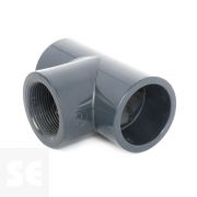 T de PVC gris encolar y roscar