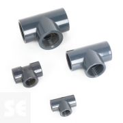 T de PVC gris encolar y roscar