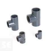 T de PVC gris encolar y roscar
